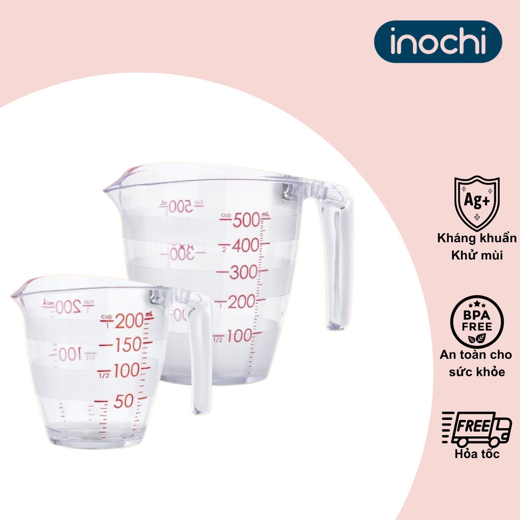 Cốc đong, ca đo lường có vạch chia Inochi Yoko Nhật Bản tiện dụng, pha sữa, đồ ăn dặm cho bé, làm bánh, nấu ăn Vapu HCM