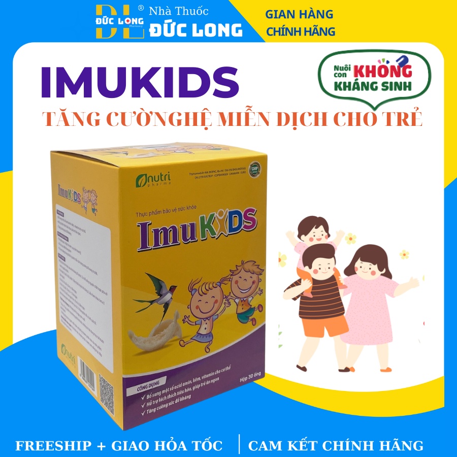 Imukids giúp trẻ ăn ngon, tăng đề kháng, Hỗ trợ kích thích tiêu hoá cho trẻ - hộp 30 ống