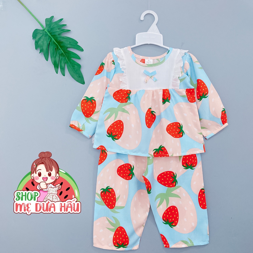 Bộ tole lanh dài tay tiểu thư bé gái phối bèo đô áo 8-32kg shop mẹ dưa hấu