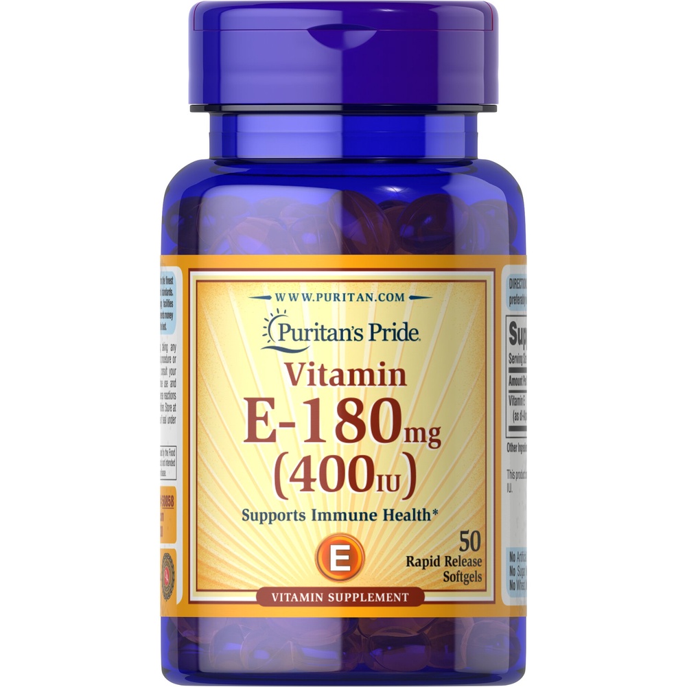 Viên uống dưỡng ẩm cho da, chống lão hóa da ngừa nám, mụn hỗ trợ hiếm muộn Puritan's Pride Vitamin E 400 IU 50 viên