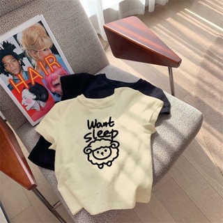 [Order - 969] Áo form babytee in hình cừu “Want sleep” có ảnh thật sản phẩm