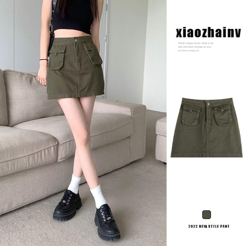 Chân váy chữ a denim ngắn lưng cao thời trang mùa hè dành cho nữ