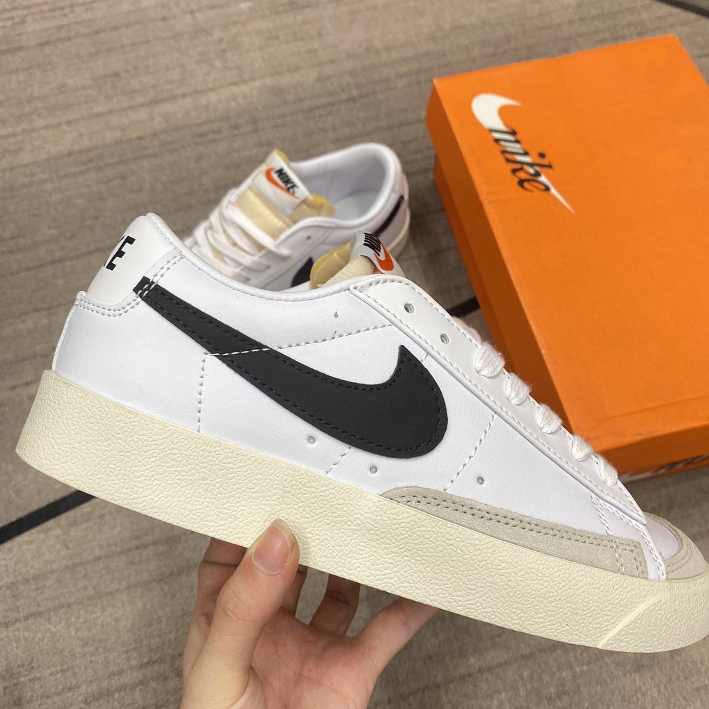 Giày thể thao_Nike Blazer Mid 77 low Giày sneaker Nam Nữ Trắng Đen Cổ thấp Thể Thao Full Box Bill