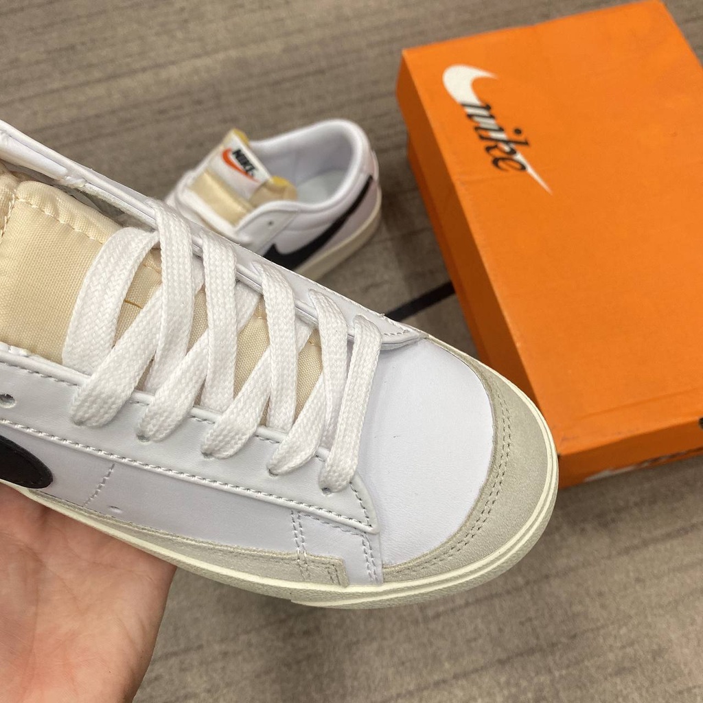 Giày thể thao_Nike Blazer Mid 77 low Giày sneaker Nam Nữ Trắng Đen Cổ thấp Thể Thao Full Box Bill