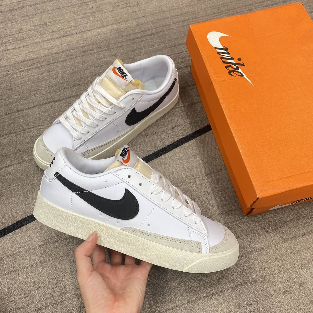 Giày thể thao_Nike Blazer Mid 77 low Giày sneaker Nam Nữ Trắng Đen Cổ thấp Thể Thao Full Box Bill