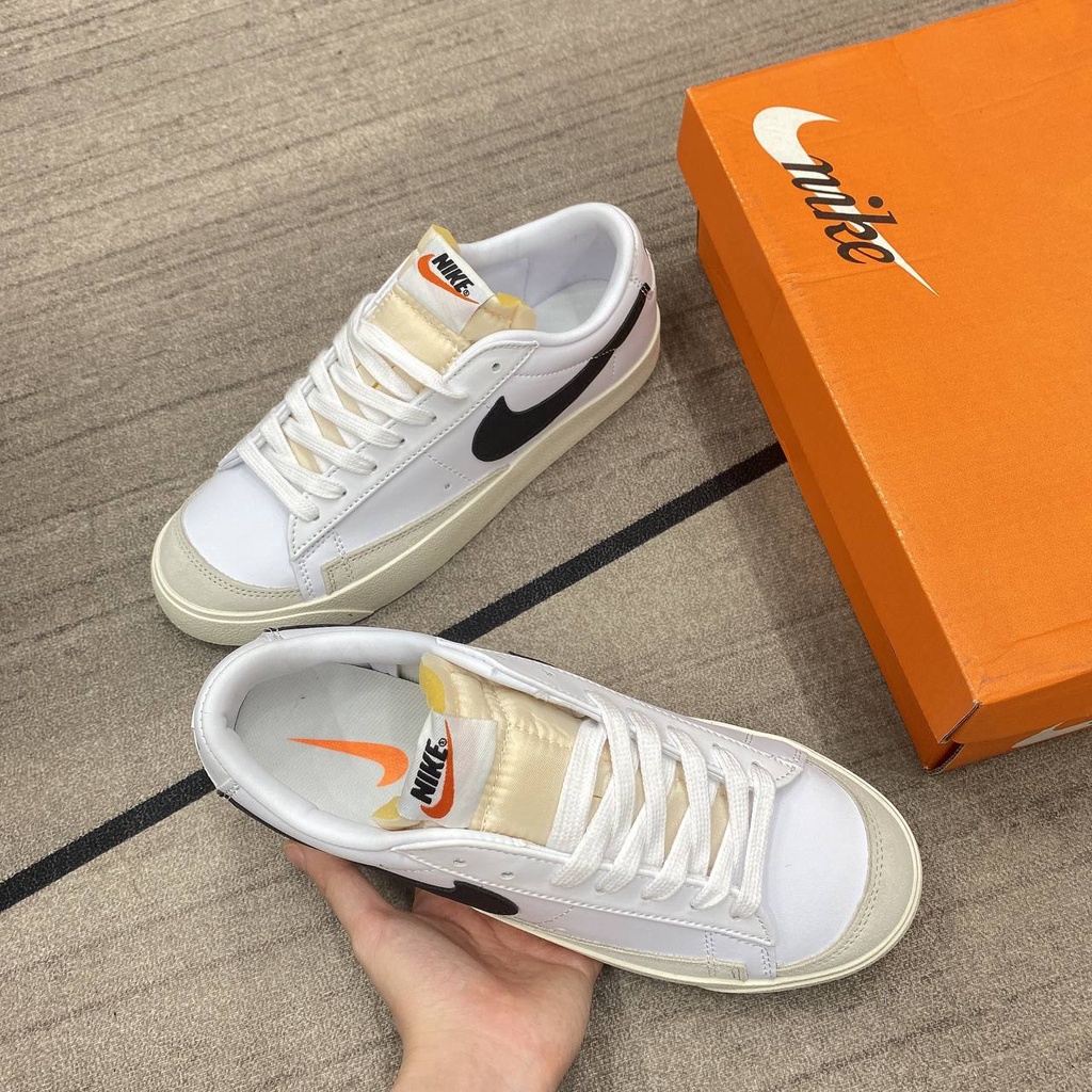 Giày thể thao_Nike Blazer Mid 77 low Giày sneaker Nam Nữ Trắng Đen Cổ thấp Thể Thao Full Box Bill