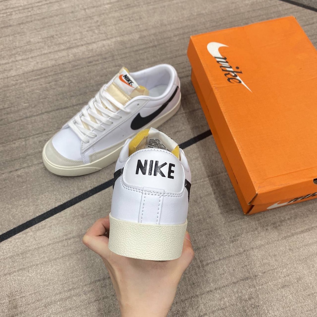 Giày thể thao_Nike Blazer Mid 77 low Giày sneaker Nam Nữ Trắng Đen Cổ thấp Thể Thao Full Box Bill