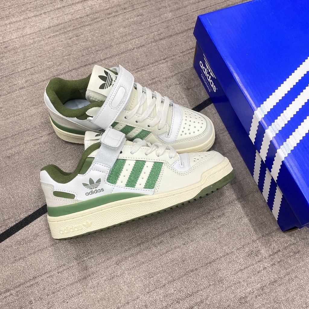 GIÀY THỂ THAO ADIDAS FORUM LOW WHITE GREEN ĐẾ NÂU QUAI DÁN LAI AU [ FULL BOX+ FREE SHIP ]_GIÀY SNEAKER TRẮNG VẠCH XANH