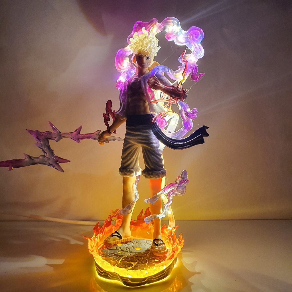 Mô hình Luffy Gear 5 CÓ BẢN LED, Nika Thần Mặt Trời mới, Đế Lửa Siêu Đẹp, cao 20-22cm - Onepiece