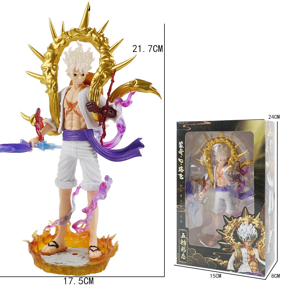 Mô hình Luffy Gear 5 CÓ BẢN LED, Nika Thần Mặt Trời mới, Đế Lửa Siêu Đẹp, cao 20-22cm - Onepiece