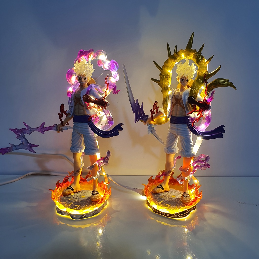 Mô hình Luffy Gear 5 CÓ BẢN LED, Nika Thần Mặt Trời mới, Đế Lửa Siêu Đẹp, cao 20-22cm - Onepiece