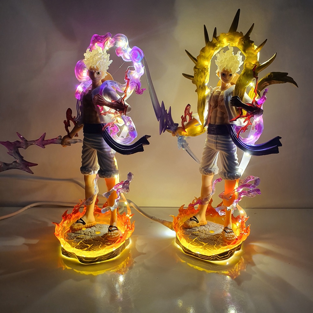 Mô hình Luffy Gear 5 CÓ BẢN LED, Nika Thần Mặt Trời mới, Đế Lửa Siêu Đẹp, cao 20-22cm - Onepiece