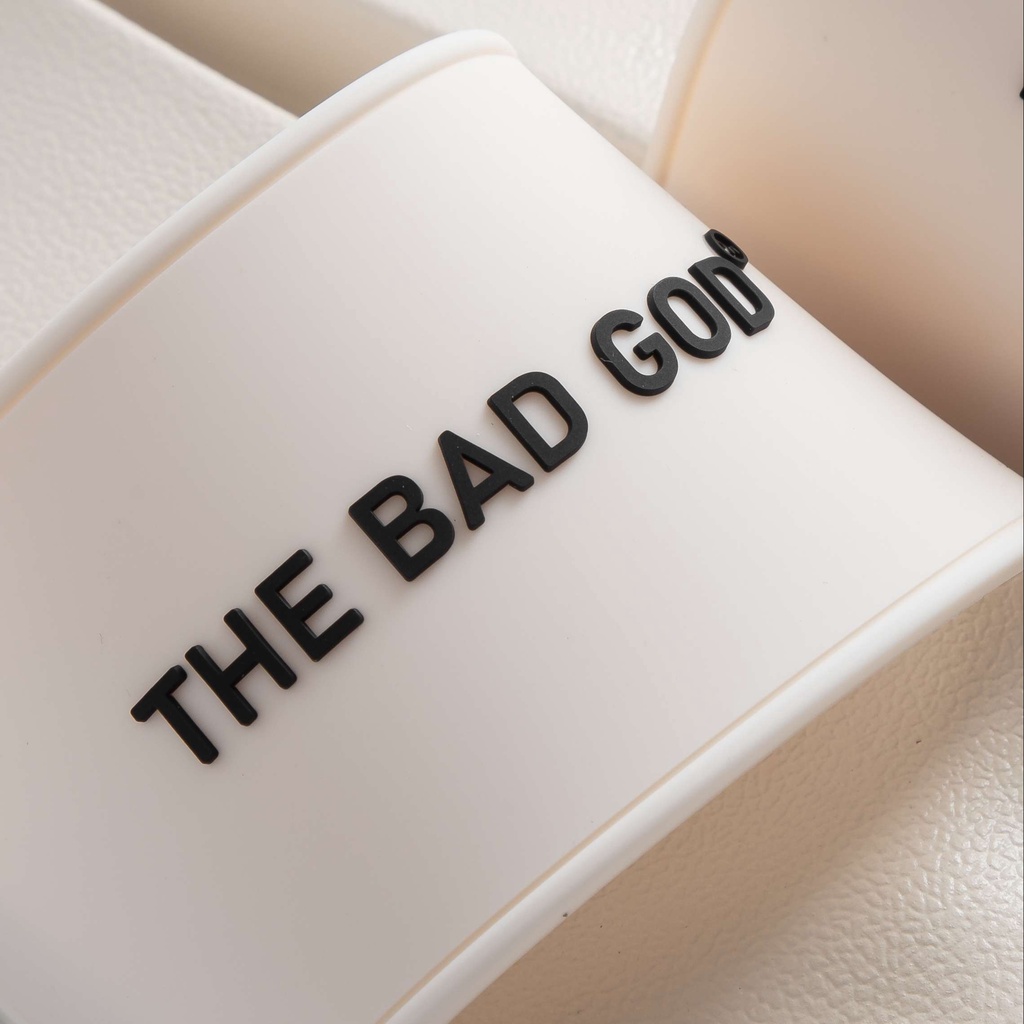 Dép quai ngang slipper The Bad God Basic fullbox be chữ đen X01