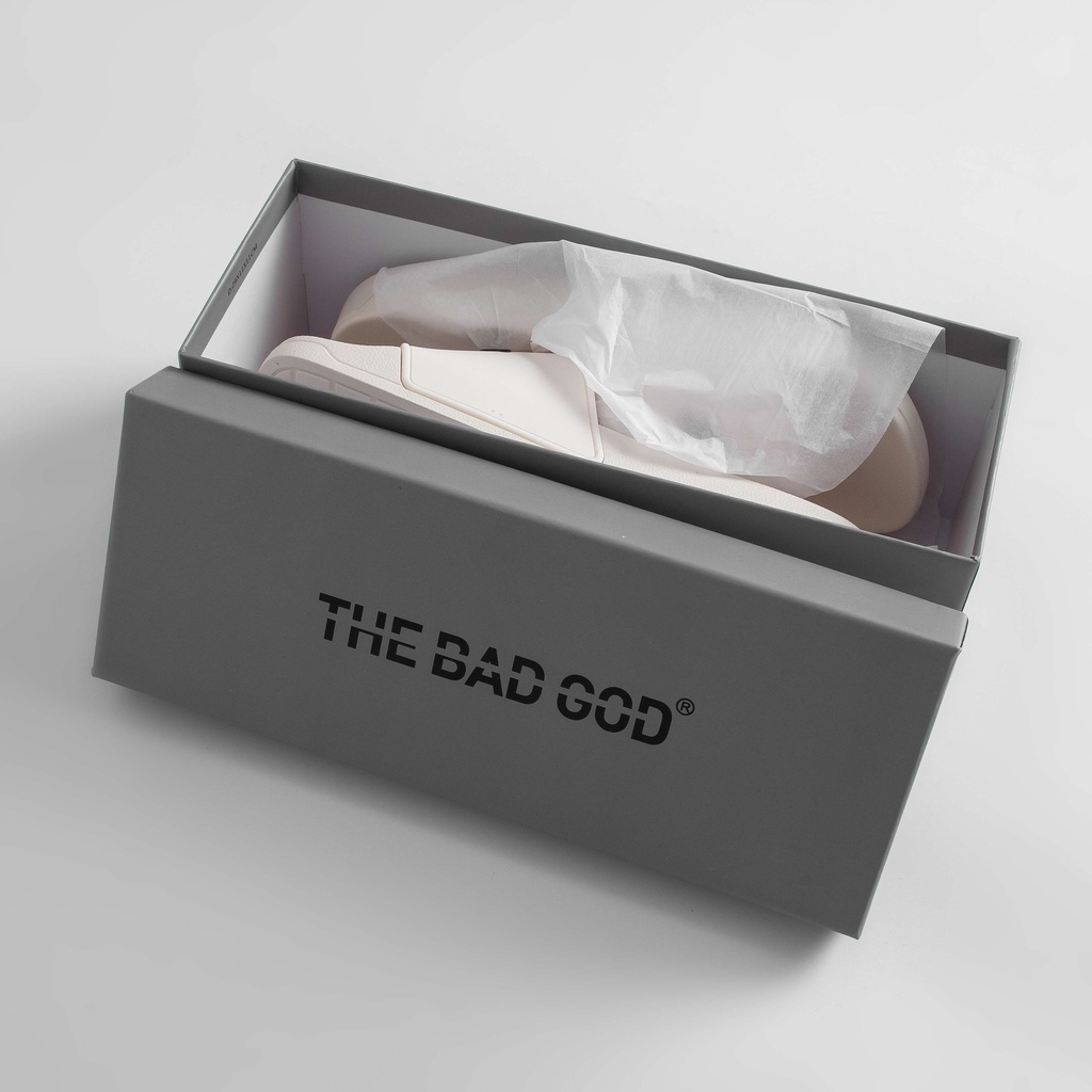 Dép quai ngang slipper The Bad God Basic fullbox be chữ đen X01