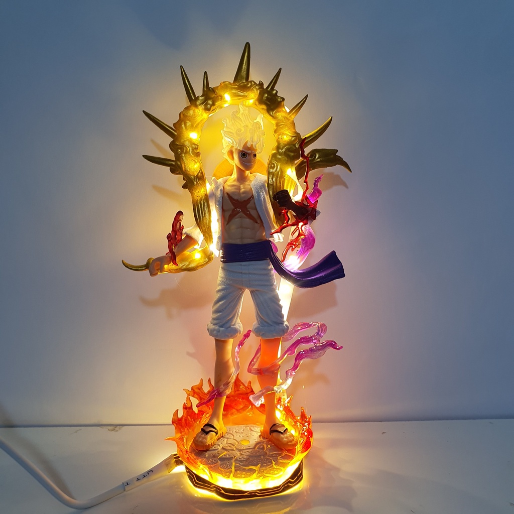 Mô hình Luffy Gear 5 CÓ BẢN LED, Nika Thần Mặt Trời mới, Đế Lửa Siêu Đẹp, cao 20-22cm - Onepiece