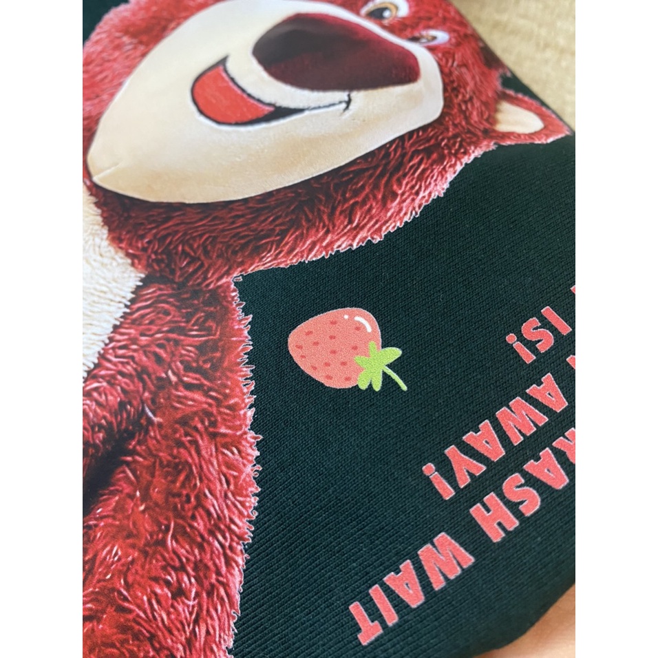 Áo Thun Gấu Dâu Lotso Ver 2- B&W Studio Strawberry Bear, Vải Cotton Dày Dặn, Form Áo Rộng Size S-XL, Mã Lotso ver2