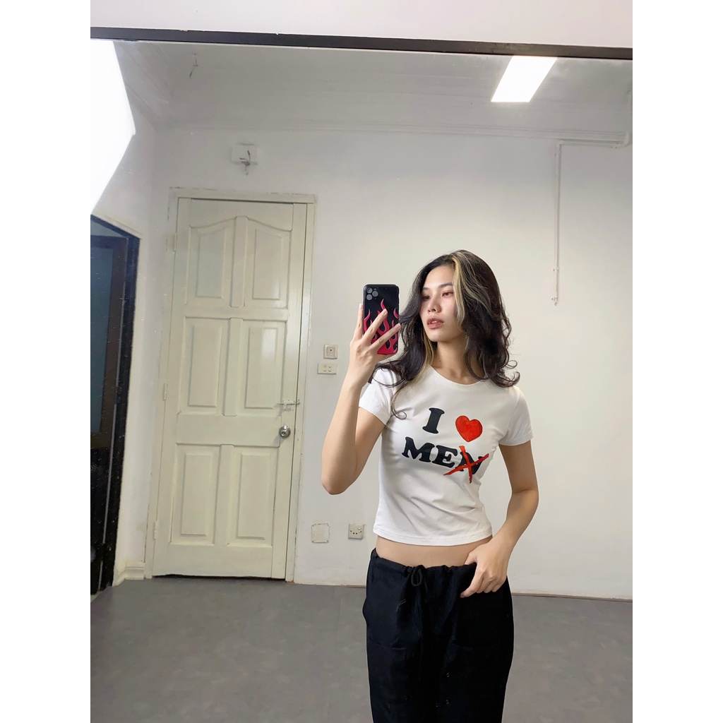 ÁO BABY TEE Y2K I LOVE ME 100% COTTON 4C