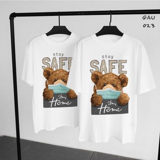 Áo Gấu Stay Home - Hot Trend. Áo Thun B&W Studio, Mã GAU023 Chất Liệu Cotton 100% , Dày Dặn, Thoáng Mát