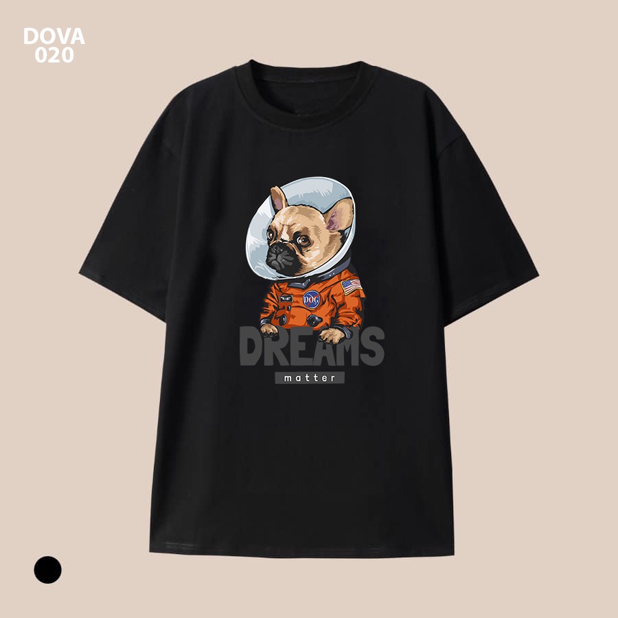 Áo Hình Chó Phi Hành Gia - B&W Studio, Chất Vải 100% Cotton, Dày Dặn, 4 Màu, Form Rộng M-2XL, Mã DOVA020