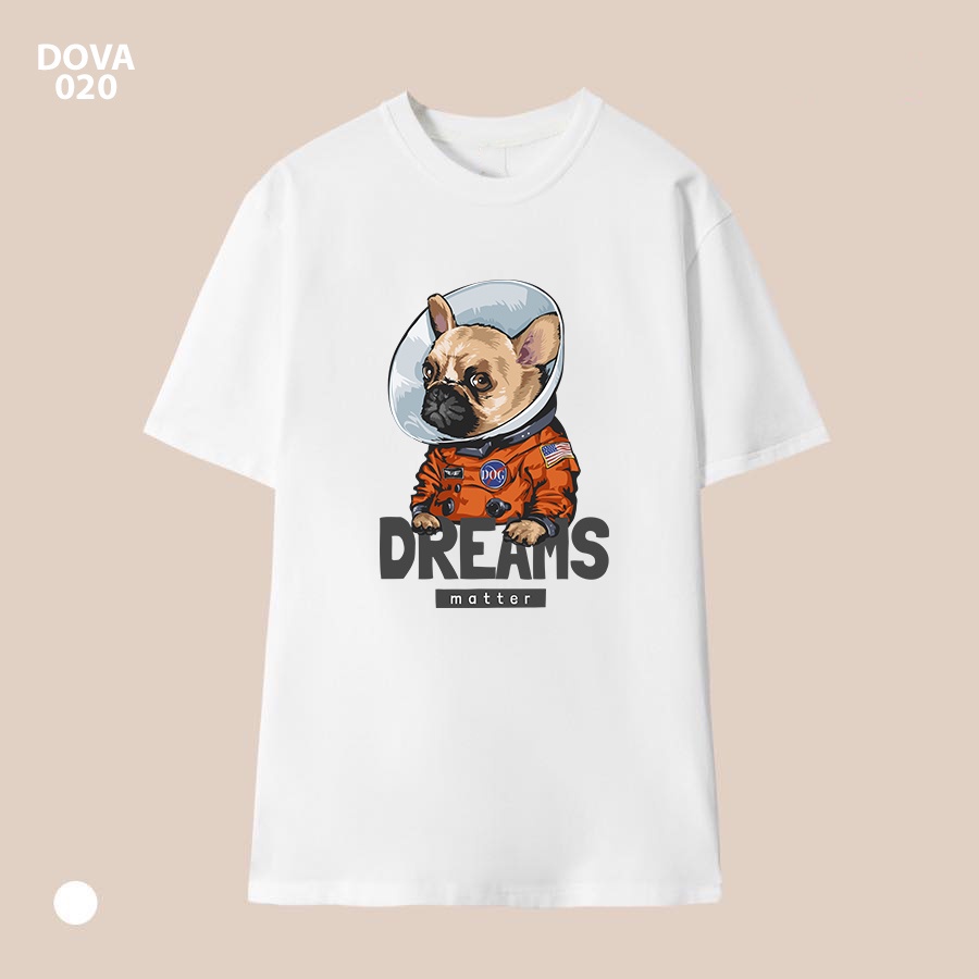 Áo Hình Chó Phi Hành Gia - B&W Studio, Chất Vải 100% Cotton, Dày Dặn, 4 Màu, Form Rộng M-2XL, Mã DOVA020