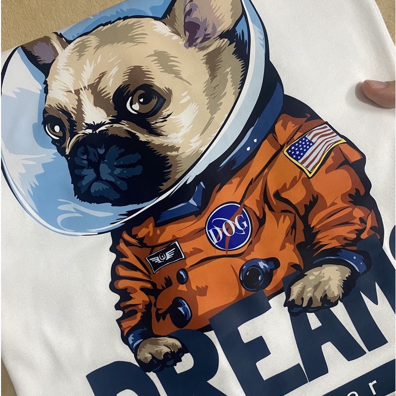 Áo Hình Chó Phi Hành Gia - B&W Studio, Chất Vải 100% Cotton, Dày Dặn, 4 Màu, Form Rộng M-2XL, Mã DOVA020