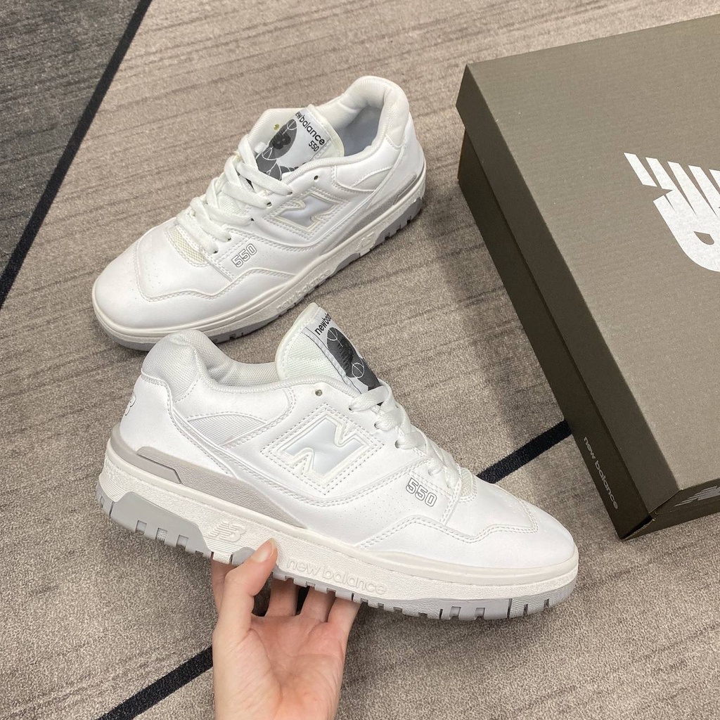 Giày Sneaker cổ thấp Phối màu White Grey - Trắng Xám - NB550 NB trắng full