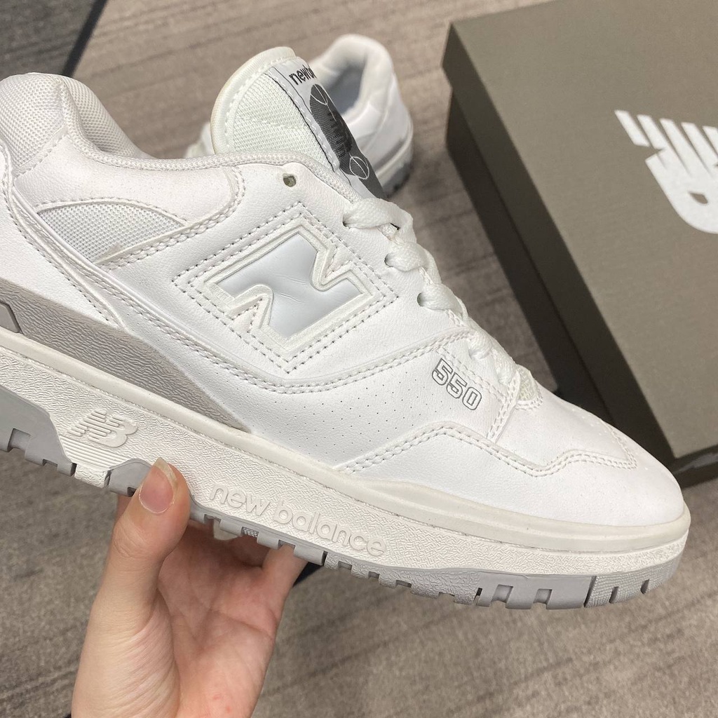 Giày Sneaker cổ thấp Phối màu White Grey - Trắng Xám - NB550 NB trắng full