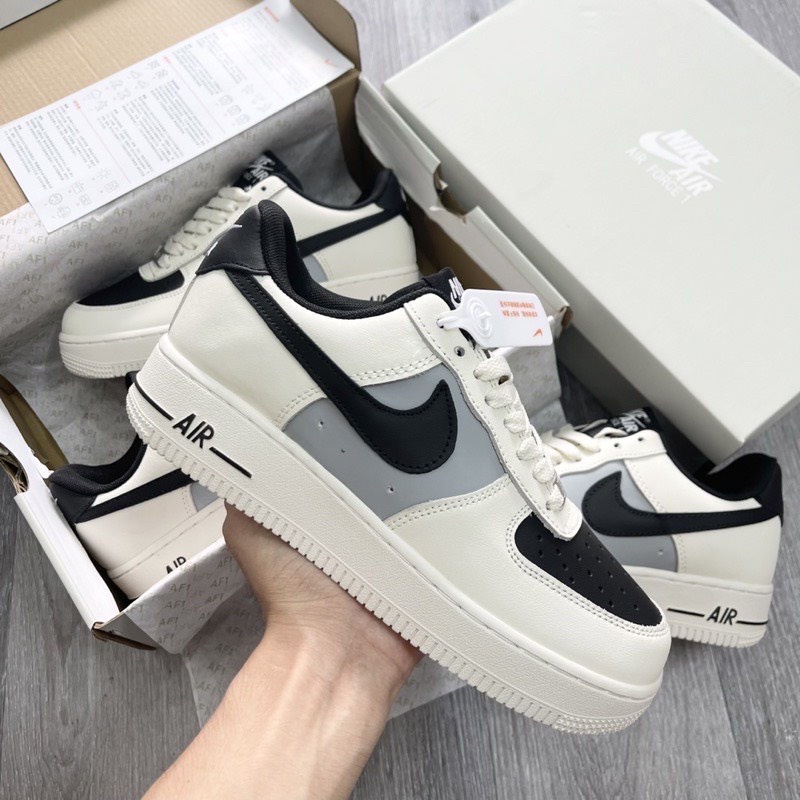 Giày _AF1 Mũi Đen Nam Nữ, giày Air Force 1 Low Cream Black Hót Trend Bản Cao Cấp,Hàng Đẹp Tặng Hộp Và Bill