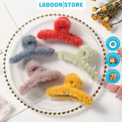 [Mã BMLT35 giảm đến 35K đơn 99K] Kẹp tóc nữ càng cua Laboon phối lông nhung thời trang phụ kiện tóc phong cách Hàn Quốc