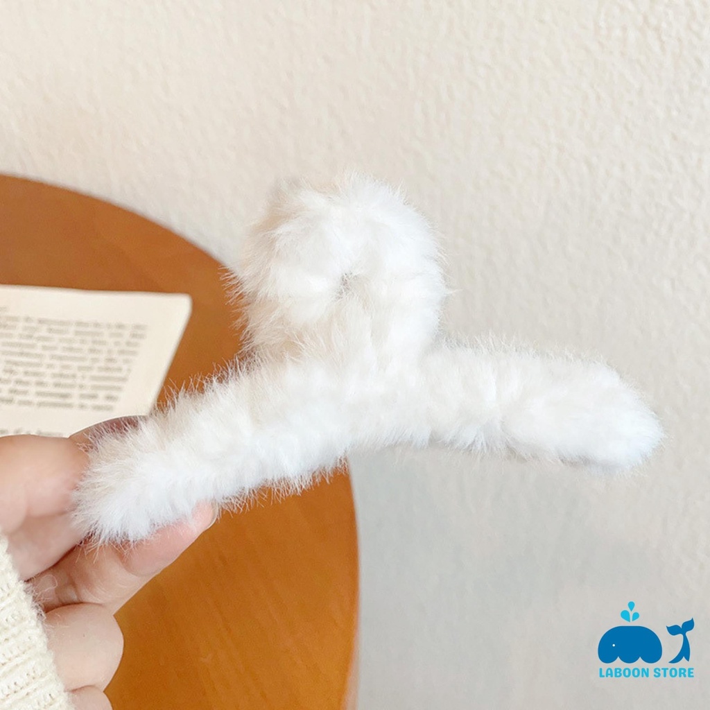 Kẹp tóc nữ càng cua Laboon phối lông nhung thời trang phụ kiện tóc phong cách Hàn Quốc