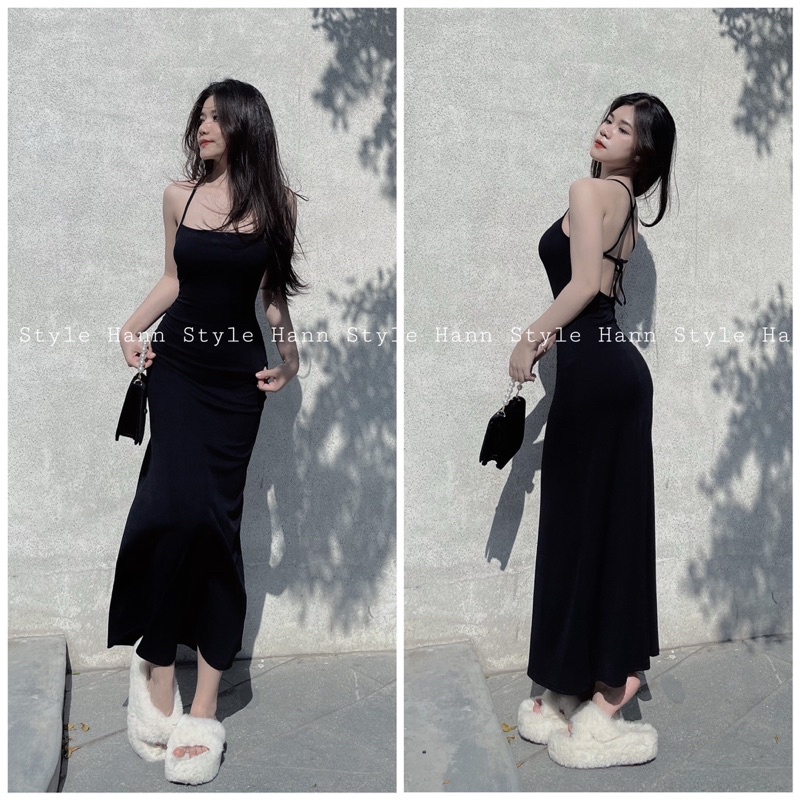 ĐẦM 2 DÂY ĐAN SAU LƯNG DÁNG DÀI