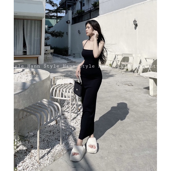 ĐẦM 2 DÂY ĐAN SAU LƯNG DÁNG DÀI