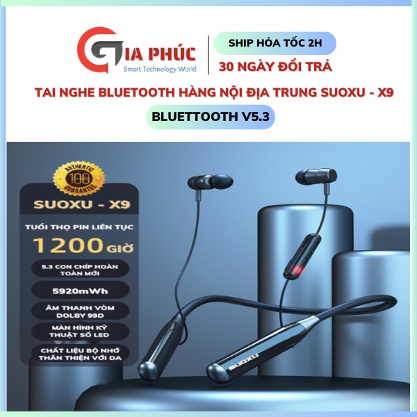 Tai nghe bluetooth 5.3 Suoxu X9, hàng nội địa trung, âm thanh chất lượng cao, dung lượng pin cực lớn