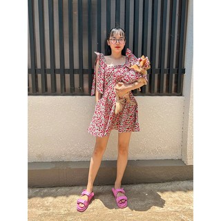 Đầm 2 dây cột nơ hoa nhí