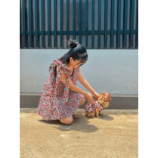 Đầm 2 dây cột nơ hoa nhí
