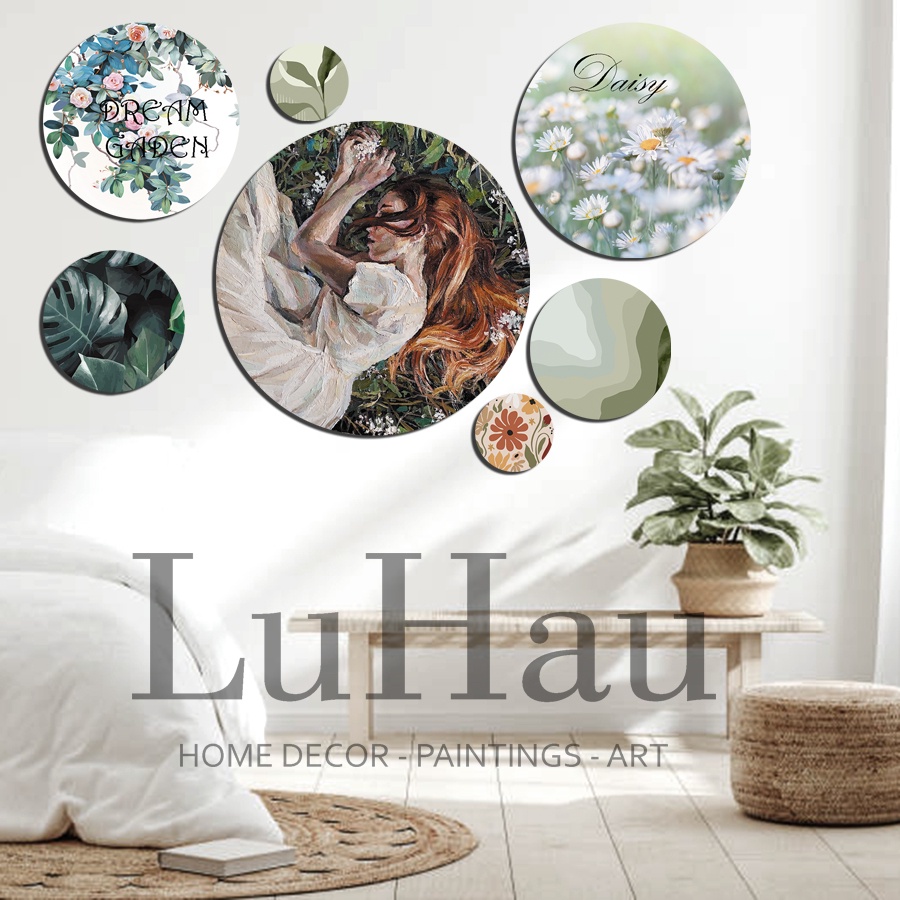 Tranh dán tường Luhau chủ đề Dream Garden có sẵn bắng dính 3M trang trí nội thất tiện dụng