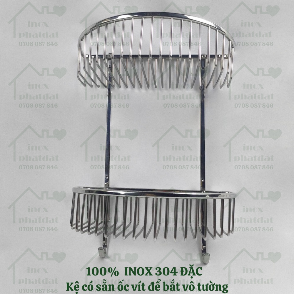 Kệ nhà tắm 2 tầng treo tường PHÁT ĐẠT Inox 304, kệ để đồ xà bông, giá để xà phòng phòng tắm