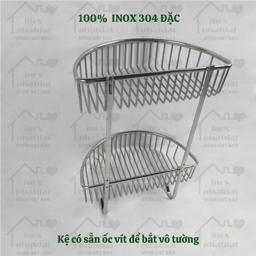 Kệ nhà tắm 2 tầng treo tường PHÁT ĐẠT Inox 304, kệ để đồ xà bông, giá để xà phòng phòng tắm