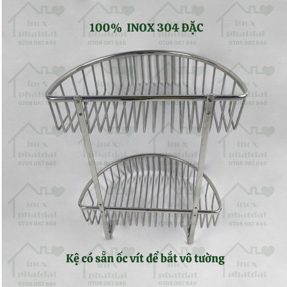 Kệ nhà tắm 2 tầng treo tường PHÁT ĐẠT Inox 304, kệ để đồ xà bông, giá để xà phòng phòng tắm