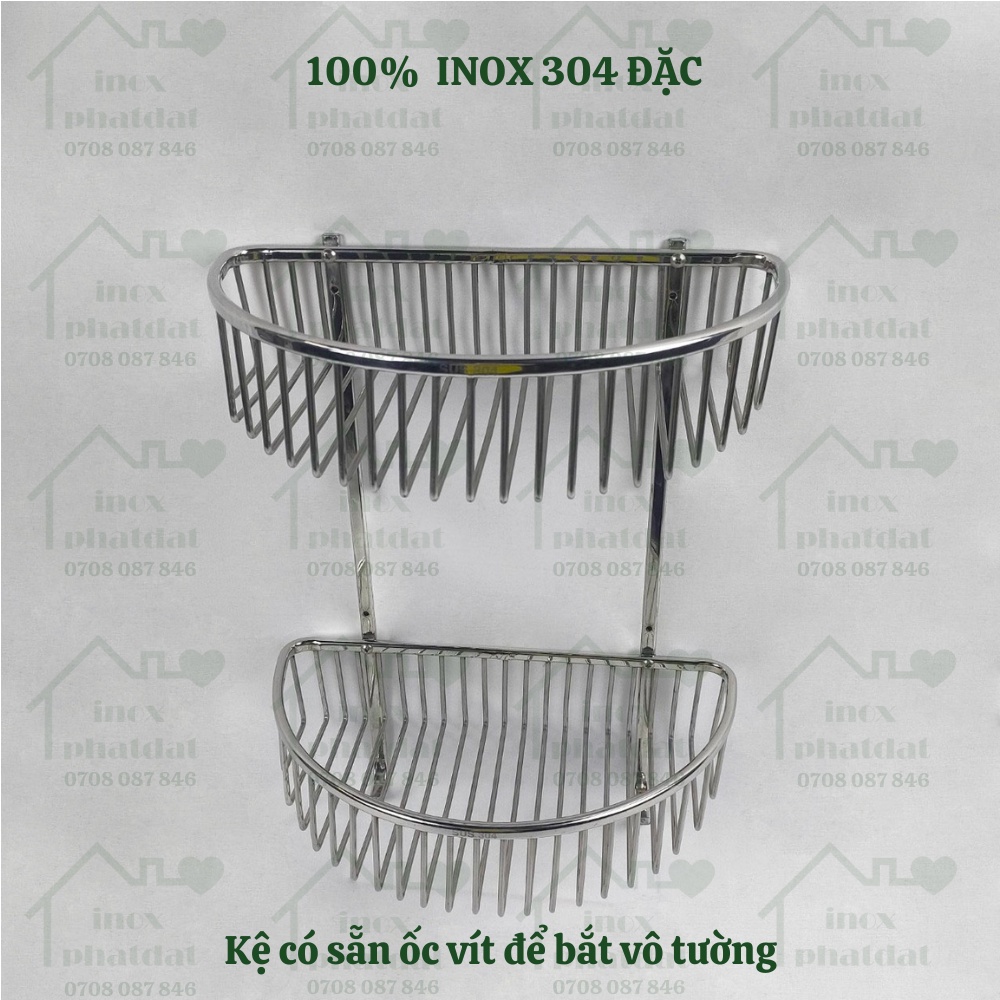 Kệ nhà tắm 2 tầng treo tường PHÁT ĐẠT Inox 304, kệ để đồ xà bông, giá để xà phòng phòng tắm