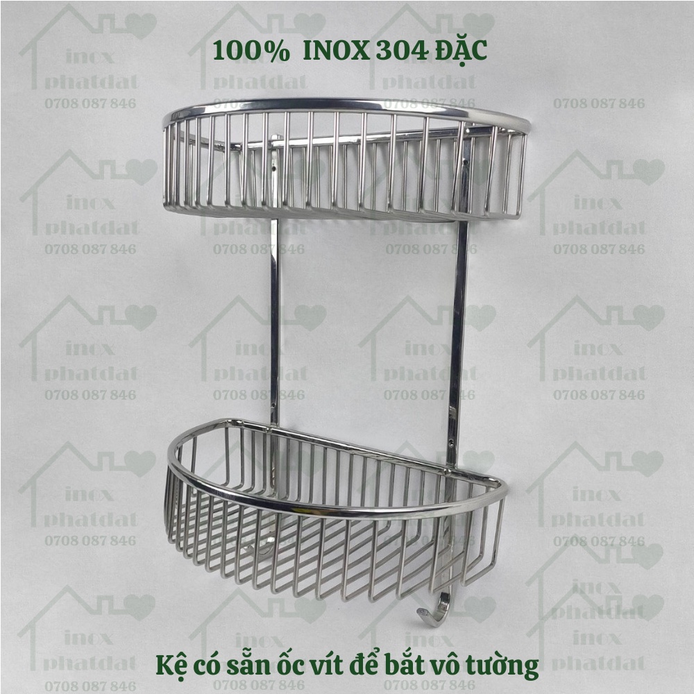Kệ nhà tắm 2 tầng treo tường PHÁT ĐẠT Inox 304, kệ để đồ xà bông, giá để xà phòng phòng tắm