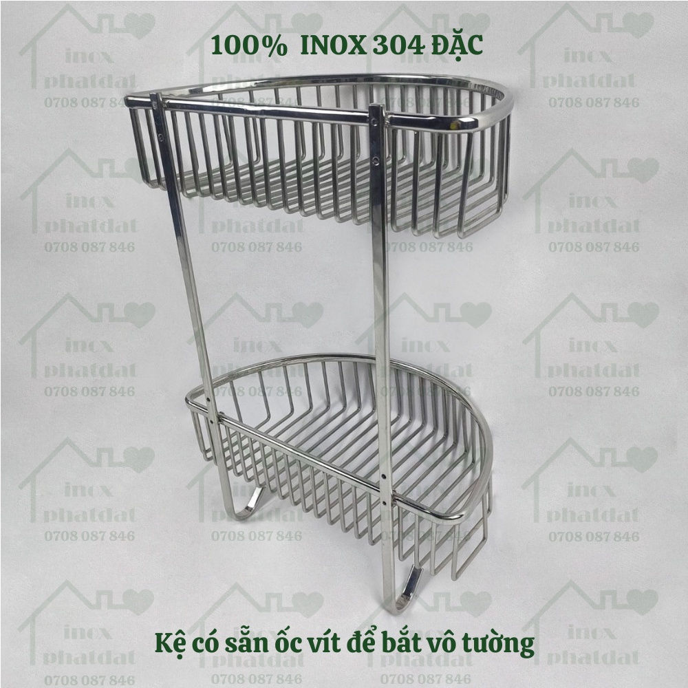 Kệ nhà tắm 2 tầng treo tường PHÁT ĐẠT Inox 304, kệ để đồ xà bông, giá để xà phòng phòng tắm