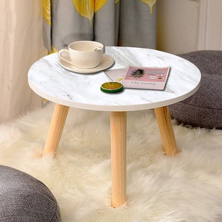 Bàn trà tròn sofa bệt bt01 - funa decor, mặt gỗ vân mây, bàn tròn cafe, bàn decor phi 60, 50cm chân gỗ sồi tự nhiên