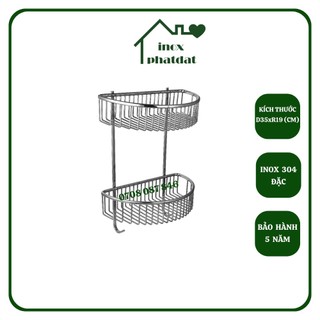 Kệ nhà tắm 2 tầng treo tường PHÁT ĐẠT Inox 304, kệ để đồ xà bông, giá để xà phòng phòng tắm (SP058)