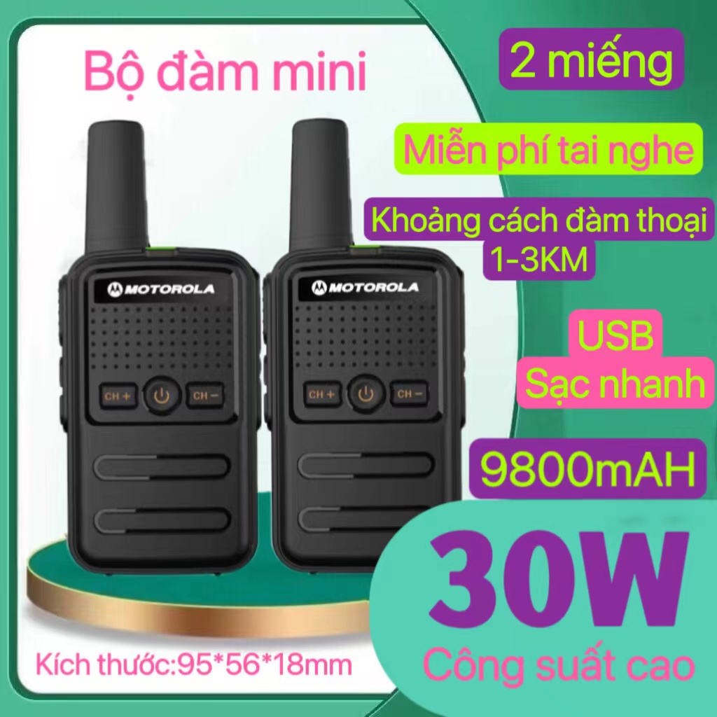 Motorola Mini Walkie Talkie Chất lượng cao 23800mAH Chế độ chờ siêu dài 20 ngày