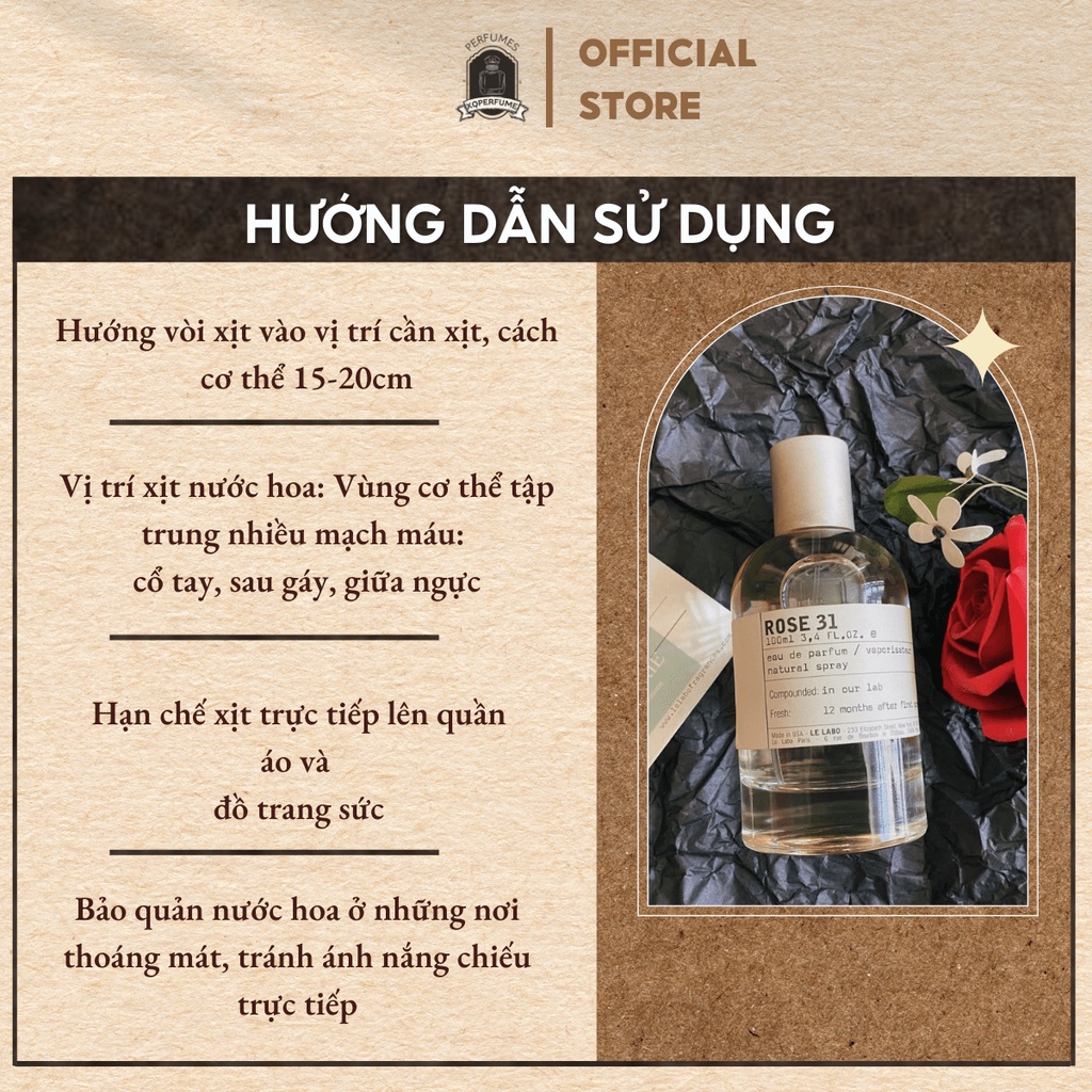 [CHÍNH HÃNG] Nước Hoa Nam Nữ (Unisex) Le Labo Rose 31 Chiết 10ml Cuốn hút, Tinh tế, Sang trọng | BigBuy360 - bigbuy360.vn