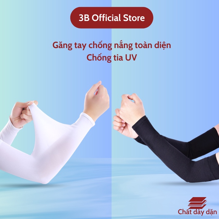 Găng tay chống nắng tia UV 3B nam nữ hai màu đen trắng chất cotton co dãn-