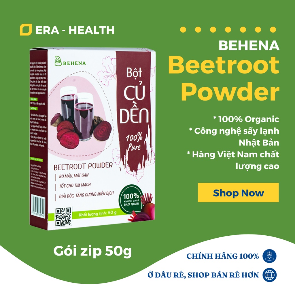 Bột Củ Dền Nguyên Chất Behena Mát Gan Giải Độc Hộp 50g