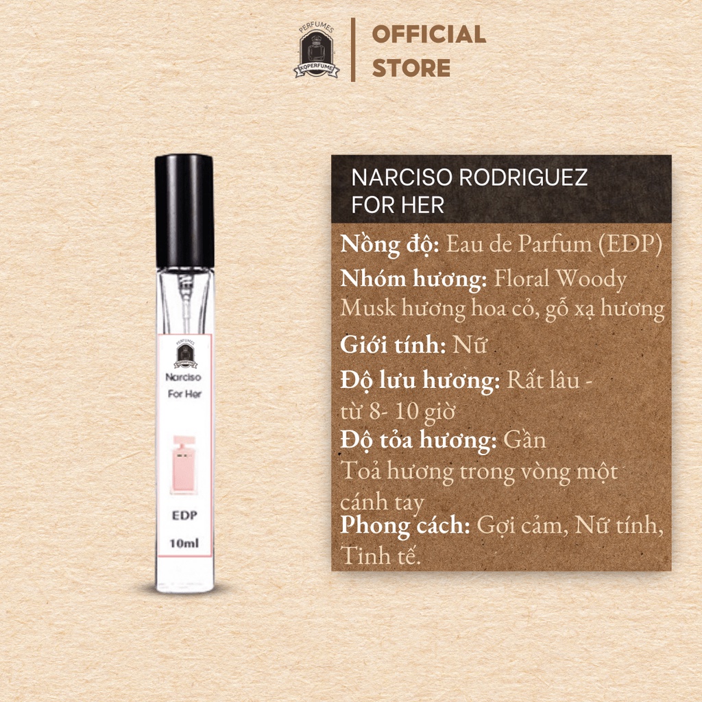 Nước Hoa Nữ chiết Narciso Rodriguez For Her Mẫu Thử 10ml - Nar hồng nhạt