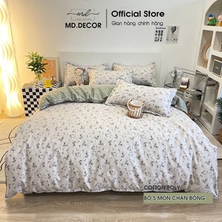 Set chăn ga gối 5 món cotton poly md.decor - bedding họa tiết dễ thương nhiều kích thước m4,m6,m8